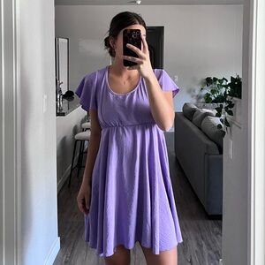Elegant Purple Women's Short Sleeve Dress